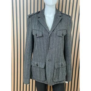 Banana Republic Heritage Women's Jacket Gray S Military Utility Button Wool
